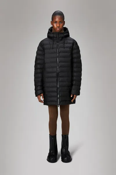 Rains Lohja Long Puffer Jacket In Black