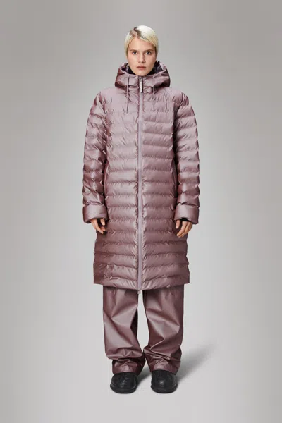 Rains Lohja Longer Puffer Jacket In Pink