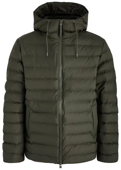 Rains Lohja Quilted Rubberised Jacket In Dark Green