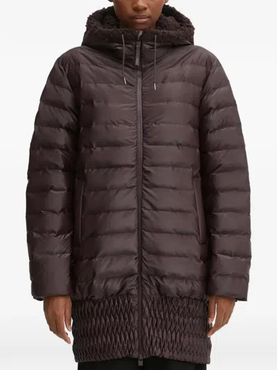 Rains Lohja W3t3 Hooded Textured Jacket In Brown