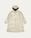 Rains Long A-line Hooded Rain Jacket In White