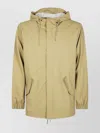 Rains Long Fish Jacket With Hood And Pockets In Yellow