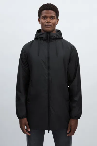 Rains Long Hooded Insulated Jacket In Black