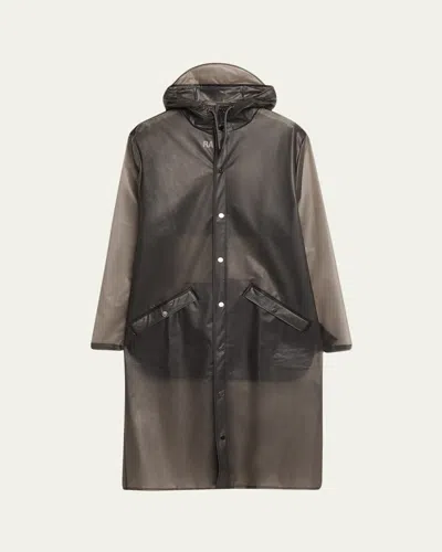 Rains Long Hooded Rain Jacket In Black
