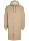 Rains Long Hooded Shell Jacket In Brown