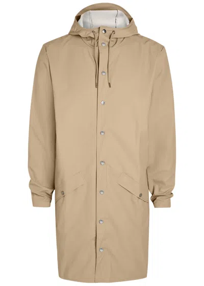Rains Long Hooded Shell Jacket In Brown