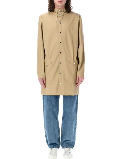 Rains Long Waterproof Windproof Jacket In Beige