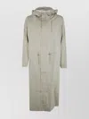 Rains Long Jacket Hooded Drawstring Waist In Gray