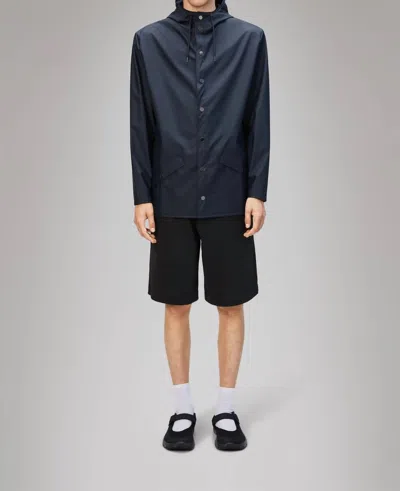 Rains Long Jacket In Navy In Blue