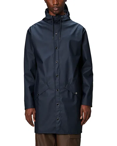 Rains Navy Long Jacket 12020 In Blue