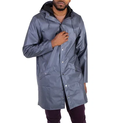 Rains Long Lightweight Rain Jacket In Blue