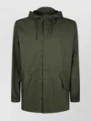 Rains Long Raincoat With Hood And Pockets In Green