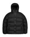 Rains Hooded Cropped-hemline Padded Coat In Black