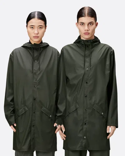 Rains Long Unisex Jacket In Green