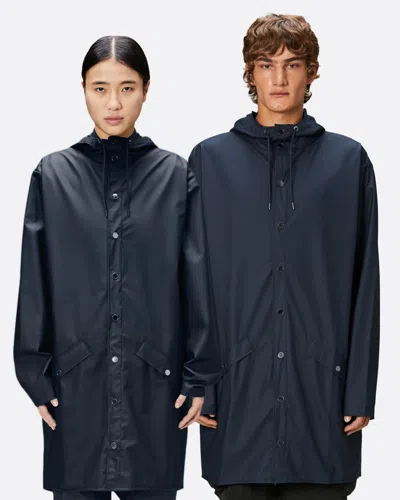 Rains Long Unisex Jacket In Blue