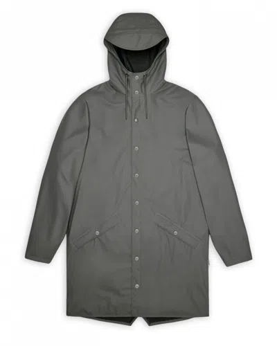 Rains Long Unisex Jacket In Gray