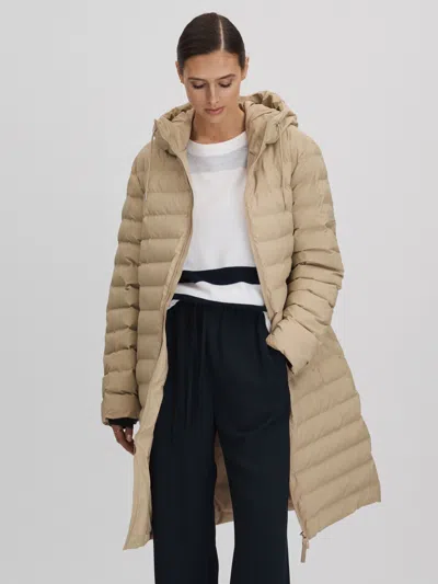 Rains Long Waterproof Puffer Jacket In Brown