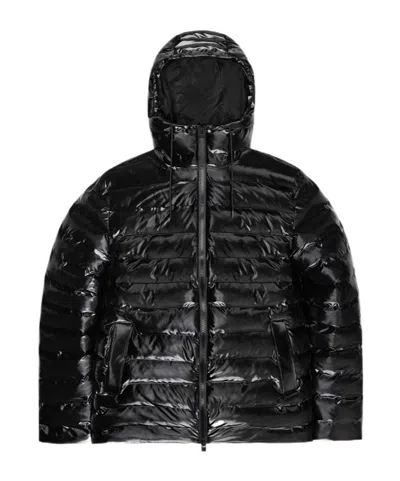 Rains Long-sleeved Hooded Cotton Jacket In Black