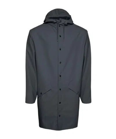 Rains Long-sleeved Hooded Raincoat In Blue