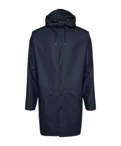 Rains Long-sleeved Hooded Raincoat In Black
