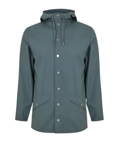 Rains Long-sleeved Hooded Raincoat In Green
