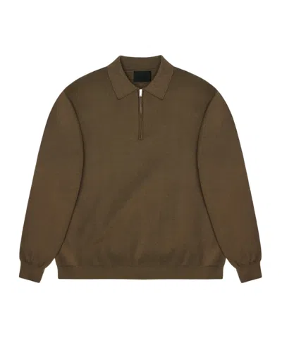 Rains Long-sleeved Knitted Polo Shirt In Brown