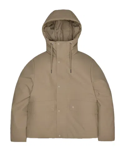 Rains Long-sleeved Snap-button Cotton Jacket In Brown