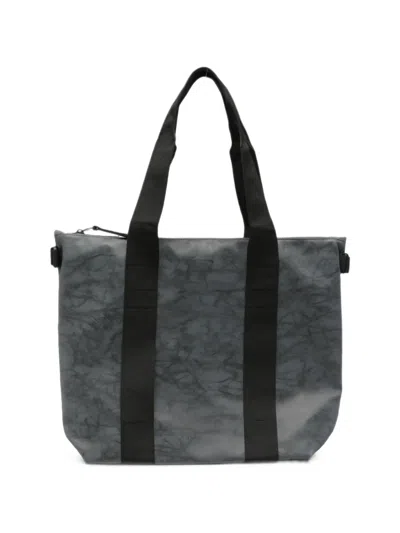 Rains Marble-print Tote Bag In Gray