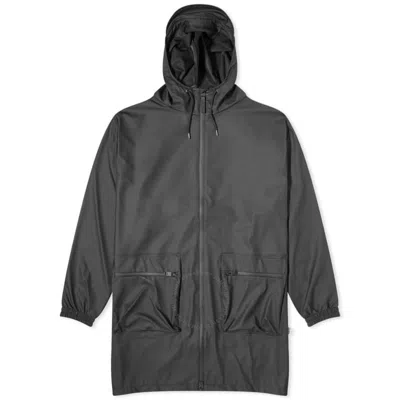 Rains Men's Black Long Cargo Jacket