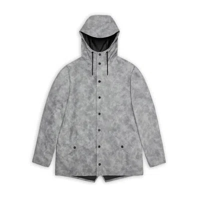 Rains Men's Grey Distressed Waterproof Short Jacket