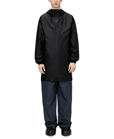 RAINS MEN'S LONG STORM BREAKER HOODED FULL-ZIP RAIN JACKET