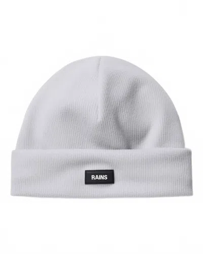 Rains Men's Ribbed Fleece Beanie In Grey In White
