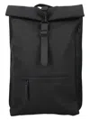 Rains Black Mini Rolltop Backpack In Black