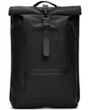 Rains Mens 01 Black Roll-top Mini Waterproof Shell Backpack In Black