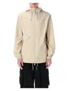 Rains Stormbreaker Hooded Jacket Elasticated Cuffs In Dune