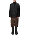 Rains Drawstring-hooded Buttoned Rain Jacket In Black