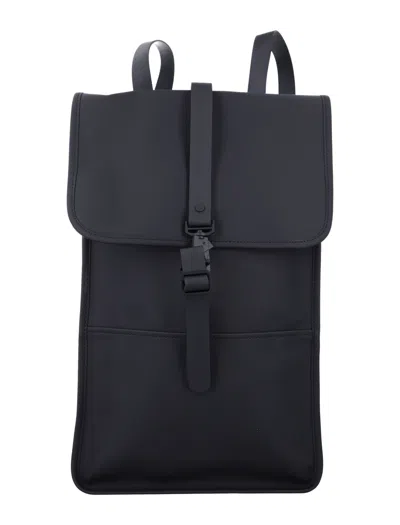 Rains Men's Waterproof Matte Pu Laptop Backpack With 15" Pocket, Magnetic Flap & External Zip In Black