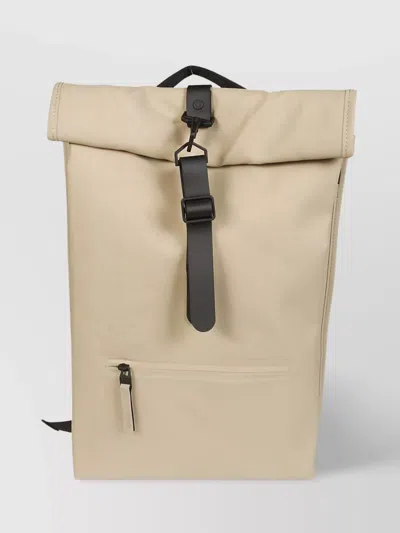 Rains Mini Backpack With Front Zip Pocket In Neutral