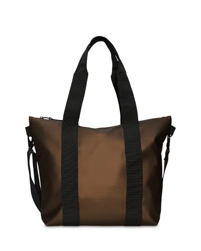 Rains Mini Faux Leather Tote Bag In Brown