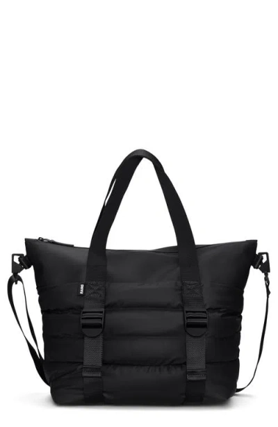 Rains Mini Puffer Mix Tote Bag In Black