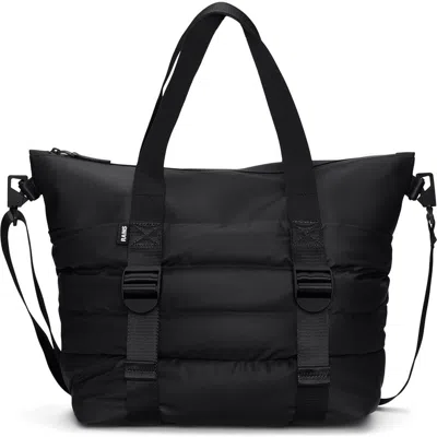 Rains Mini Puffer Mix Tote Bag In Black