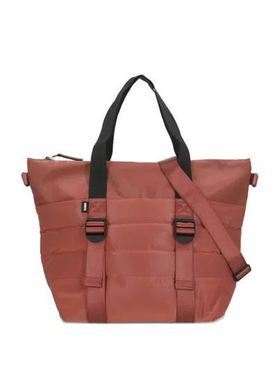 Rains Mini Puffer Mix Tote Bag In Brown