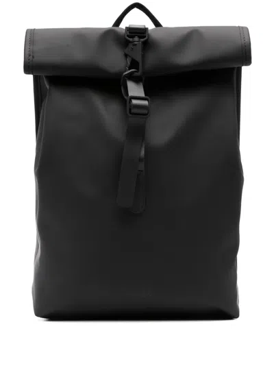 RAINS MINI ROLLTOP RUCKSACK LOGO-EMBOSSED BACKPACK