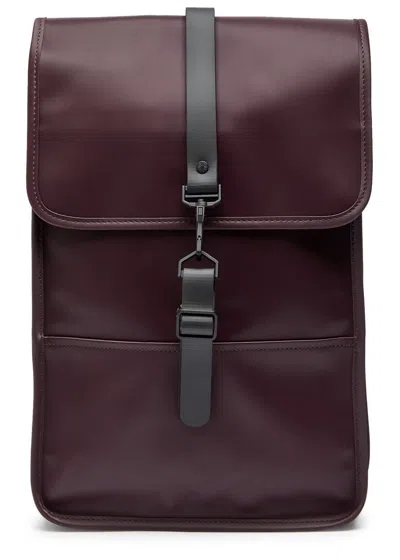 Rains Mini Rubberised Backpack In Burgundy