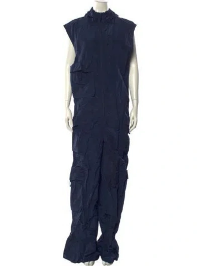 Pre-owned Rains Mock Neck Jumpsuit In Blue