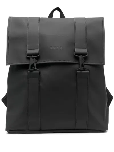 Rains Msn Logo-debossed Waterproof Backpack In Black