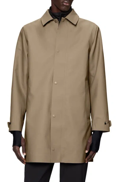Rains Nara Waterproof Longline Rain Jacket With Removable Hood In Nude
