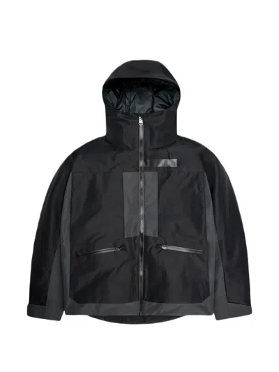 Rains Niseko Colour-block Hooded Jacket In Black