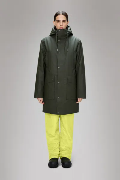 Rains Nome Long Parka In Green