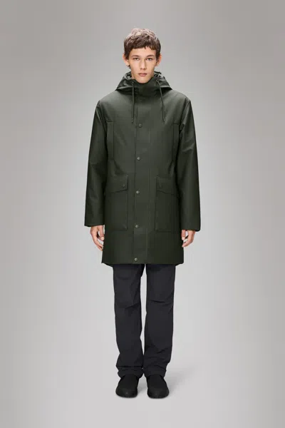 Rains Nome Long Parka In Green